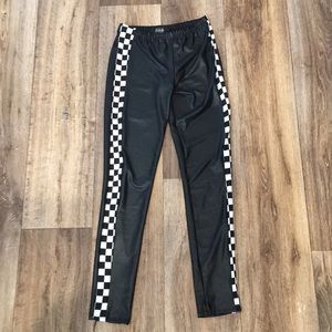 Checkered leather type leggings